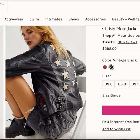 Free People X Mauritius Christy Star Rainbow leather moto jacket XSmall/4 Bomber